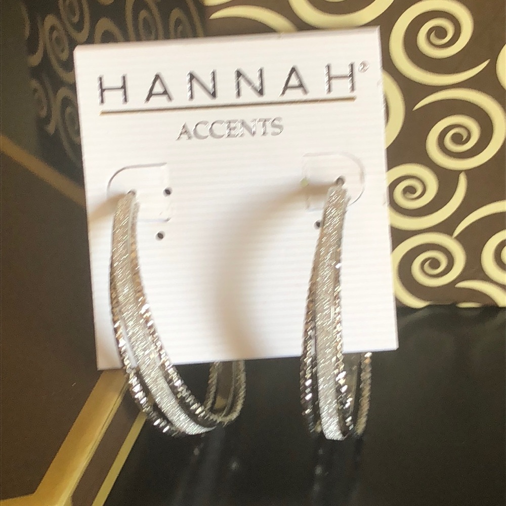Glittery Silver Tone Hoop Earrings